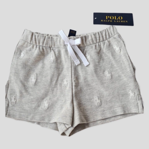 Short feminino Ralph Lauren cinza com cavalos brancos
