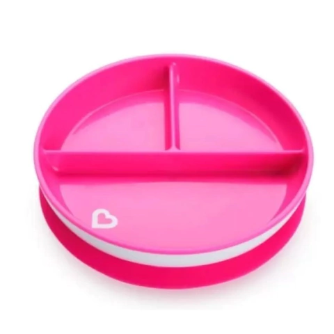 Prato Treinamento Com Ventosa Rosa Munchkin Com 3 Divisões