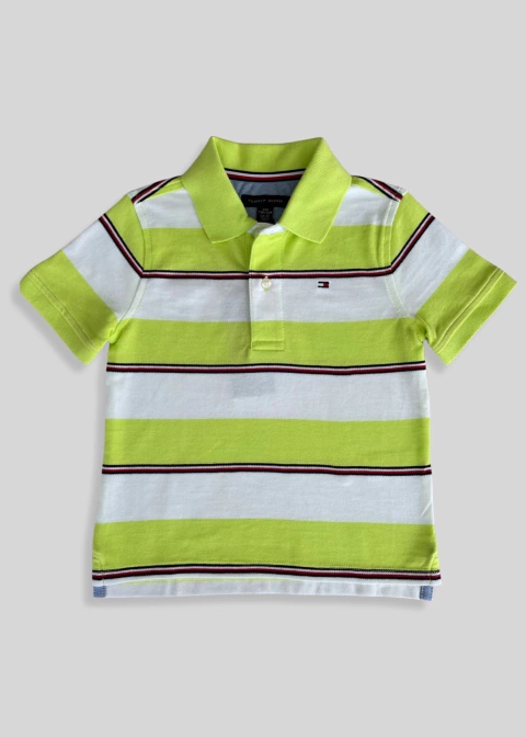 Camisa polo Tommy Hilfiger verde listras Kids