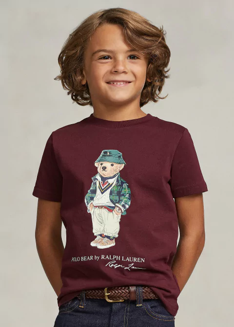 Camiseta Ralph Lauren Bear vinho Kids