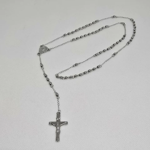 Rosario con bolitas plateadas grandes (A.Q.) - comprar online
