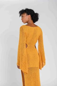 Vestido Mustard Manga triangulo - Atelie Mão de Mãe