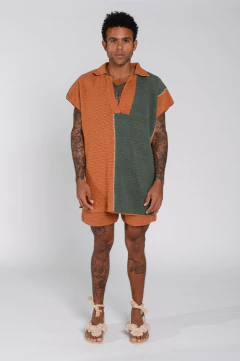 Camisa Ampla square bicolor