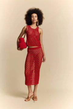 Saia Midi V Red - comprar online