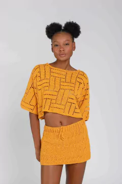 T shirt Mustard Cropped - online store
