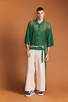 Calça Pregas Linen Off