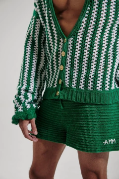 SUÉTER BICOLOR FOLHA EM CROCHÊ - online store