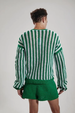 Image of SUÉTER BICOLOR FOLHA EM CROCHÊ