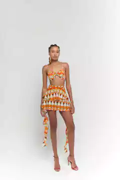 Camisa crochê marrom e bege - (cópia)