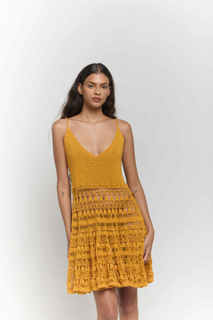 DRESS MUSTARD GODÊ RENDA - loja online