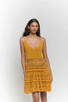 DRESS MUSTARD GODÊ RENDA