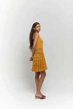DRESS MUSTARD GODÊ RENDA - Atelie Mão de Mãe