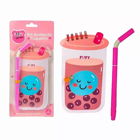KIT ANOTAÇÃO SUQUINHO ROSA FOFY