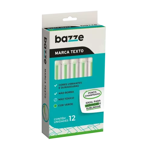 MARCA-TEXTO - NEON - VERDE - CAIXA C/12 UN - BAZZE
