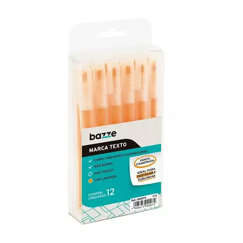 MARCA TEXTO - NEON - LARANJA - CAIXA C/12 UN - BAZZE