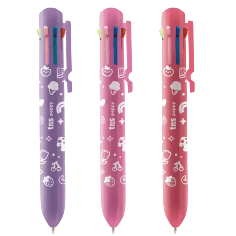 CANETA ESFEROGRÁFICA PEPPY HOLIC CHARM - 8 CORES - 0.7MM - TRIS