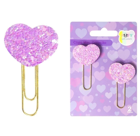 CLIPS MEU CORAÇÃO LILÁS C/2 UNIDADES FOFY