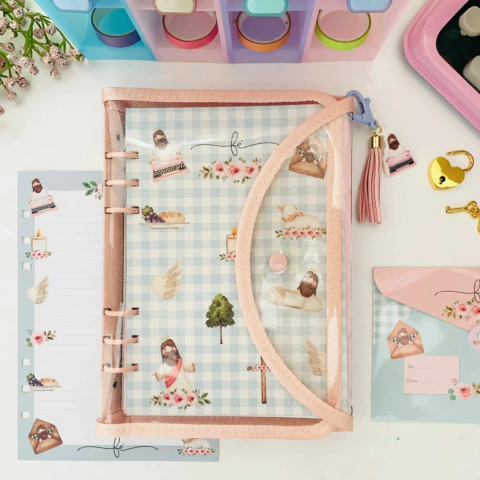 FICHARIO GLITTER DEVOCIONAL COM 70 FOLHAS DECORADAS MEDIO (A5)