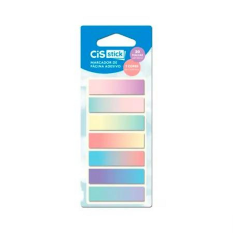 MARCADOR DE PÁGINA ADESIVO - CIS STICK - DEGRADÊ 7 BLOCOS DE 12X45MM 20 FOLHAS CADA