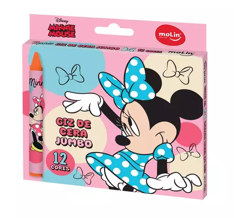 GIZ DE CERA JUMBO 12 CORES MINNIE MOLIN - comprar online