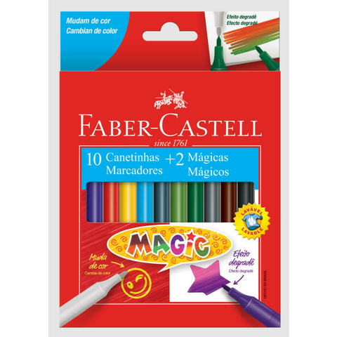CANETINHA 10 CORES + 2 MÁGICAS FABER-CASTELL 12 UN
