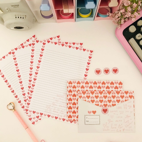 KIT PAPEIS DE CARTA COM ENVELOPES LA PALOMITA CORACOEZINHOS