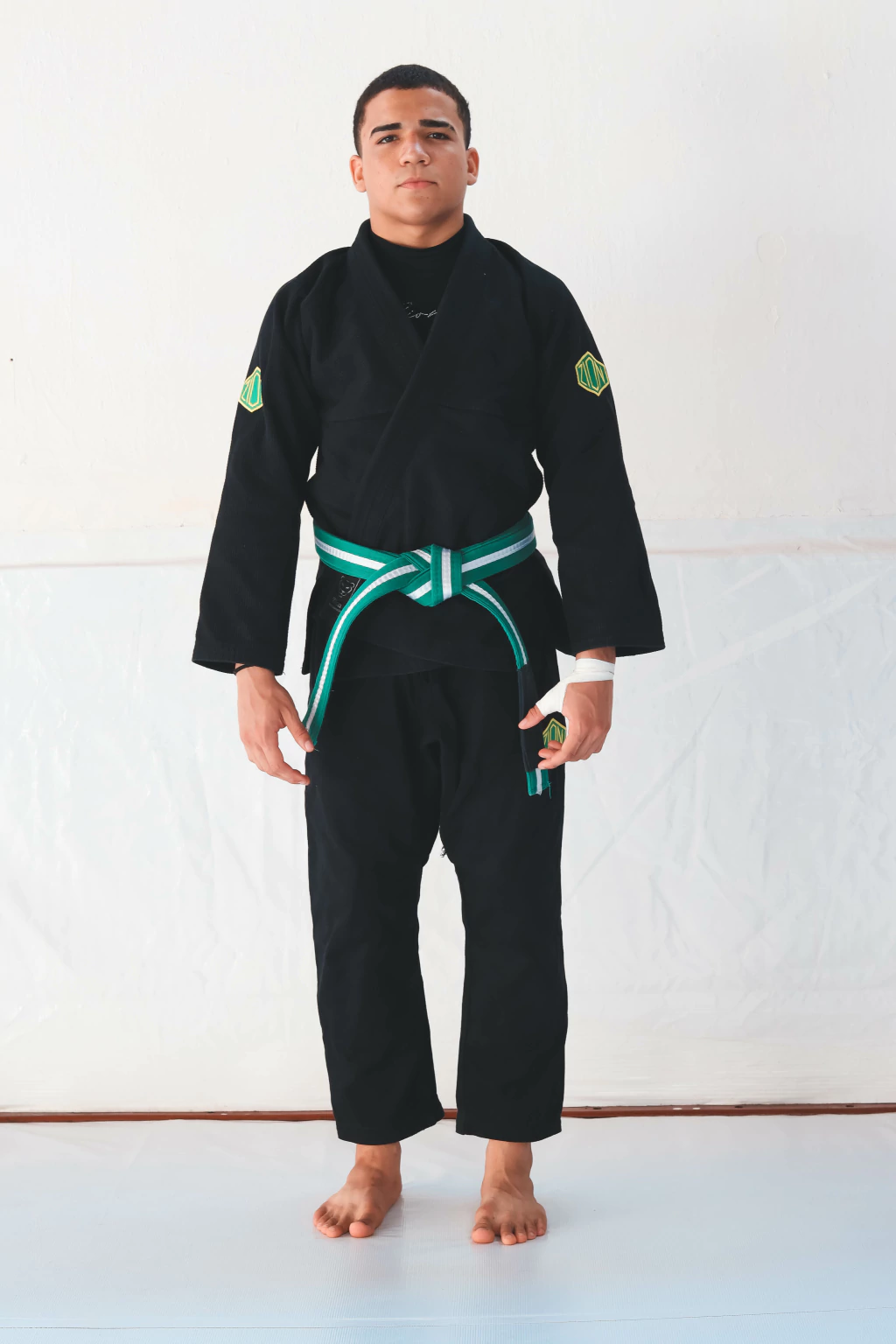 Kimono Brazilian Preto com verde e amarelo