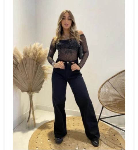 Calça Wide Leg Preta Lisa