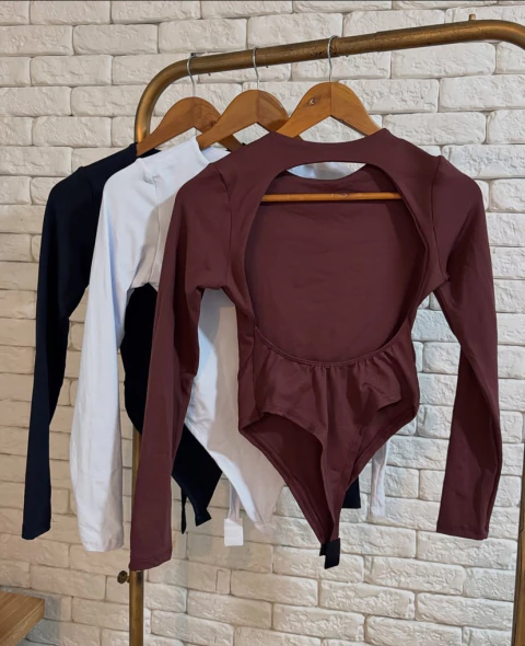 Boddy - Boddy Costa Nua - Boddy Aberto Nas Costas - Comprar Boddy Manga Longa Costa Aberta - Boddy Poliamida - Boddy Na Promoção- Loja Femina - Moda Blogueira