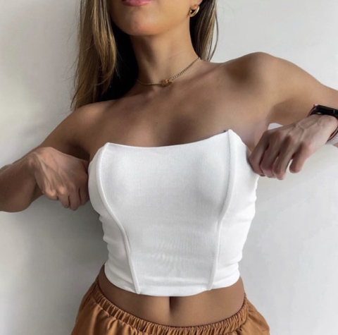 Cropped tomara que caia - Cropped Com Ato - Cropped Tomara Que Caia Poliamida - Promoção Loja Feminina