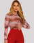 Blusa Feminina Tule Basica Manga Longa Transparência Tshirt Estampa Outono Inverno