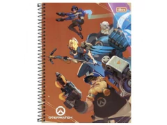 CADERNO DE 10 MATERIAS 200F OVERWATCH 1 CAPA SORTIDAS - Papelaria Visão