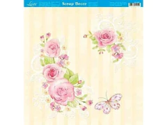 SCRAP DUPLA FACE FLORES ROSAS COM FUNDO AMARELO 30,5X30,5 - comprar online