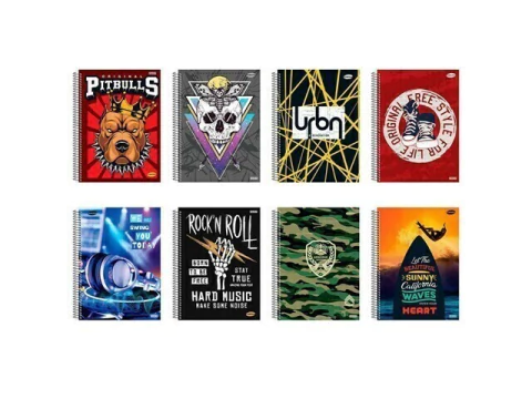 CADERNO DE 20 MATERIAS 400F KBOM MASCULINO CAPA SORTIDAS - comprar online