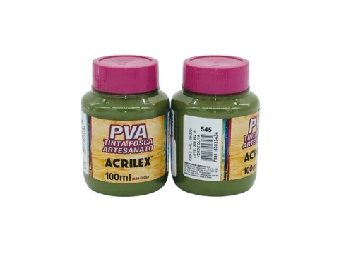 TINTA PVA FOSCA P/ ARTESANATO ACRILEX 100ML VERDE OLIVA 545
