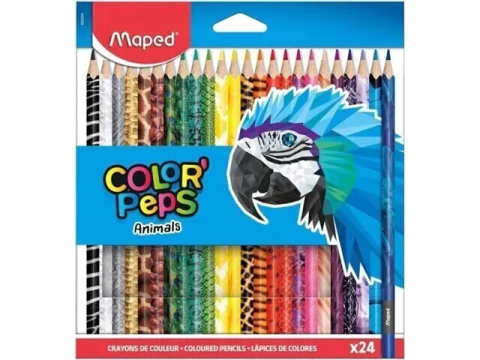 LAPIS DE COR COM 24 CORES PEPS ANIMALS