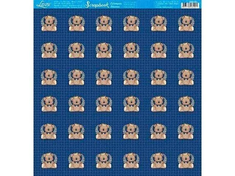 SCRAP BASICO URSO COROA FUNDO AZUL 30,5X30,5 - comprar online