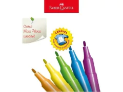 CANETA HIDROGRAFICA 12 CORES LAVAVEL FABER CASTELL - Papelaria Visão