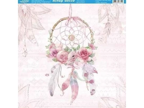 SCRAP DUPLA FACE FILTRO DOS SONHOS FLORES E PENA 30,5X30,5 - comprar online