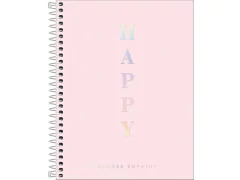 CADERNO COLEGIAL 10 MATERIAS HAPPY ROSA 160F CAPA PLASTICA
