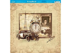 SCRAP DUPLA FACE CARRO ANTIGO RELOGIO VINTAGE 30,5X30,5 - comprar online