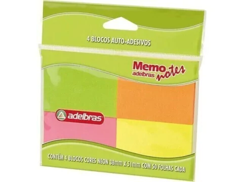 BLOCOS AUTO ADESIVO 4 CORES ADELBRÁS - comprar online