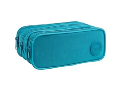ESTOJO TRIPLO GRANDE ACADEMIE AZUL TURQUESA 21X11X9MM