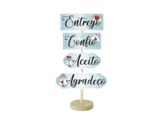 ENFEITE DE MESA COM PLAQUINHAS ENTREGO, CONFIO...28,5X14,5 - comprar online