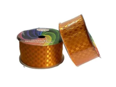 FITA DE CETIM DECORADA QUADRICULADA LARANJA METRO - comprar online