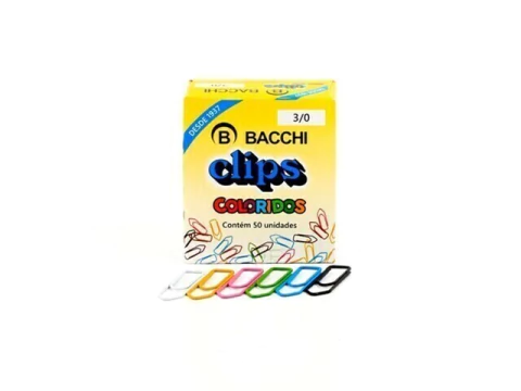 CLIPS COLORIDO BACCHI 3/0 COM 50 UNIDADES 013552 - comprar online