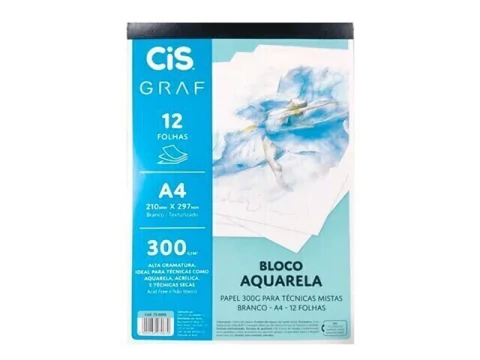 BLOCO CIS AQUARELA A4 300G 12 FOLHAS - comprar online
