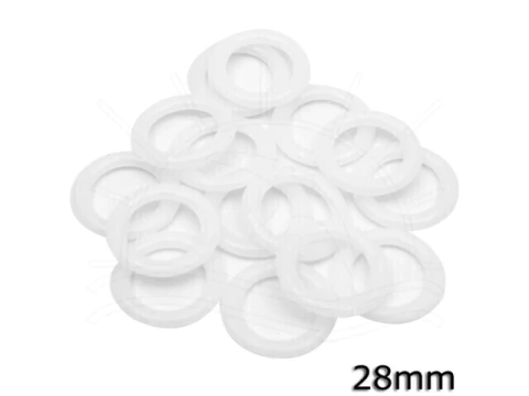 ARGOLA DE PLASTICO COR BRANCA LEITOSA 28MM COM 15 UNIDADES