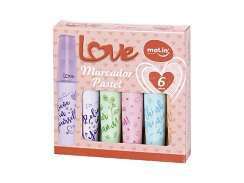 MARCA TEXTO LOVE PASTEL CX 6 CORES - comprar online