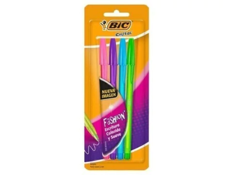 CANETA ESFEROGRAFICA BIC CRISTAL FASHION PRECISAO E SUAVIDADE, 4 CORES SORTIDAS - comprar online